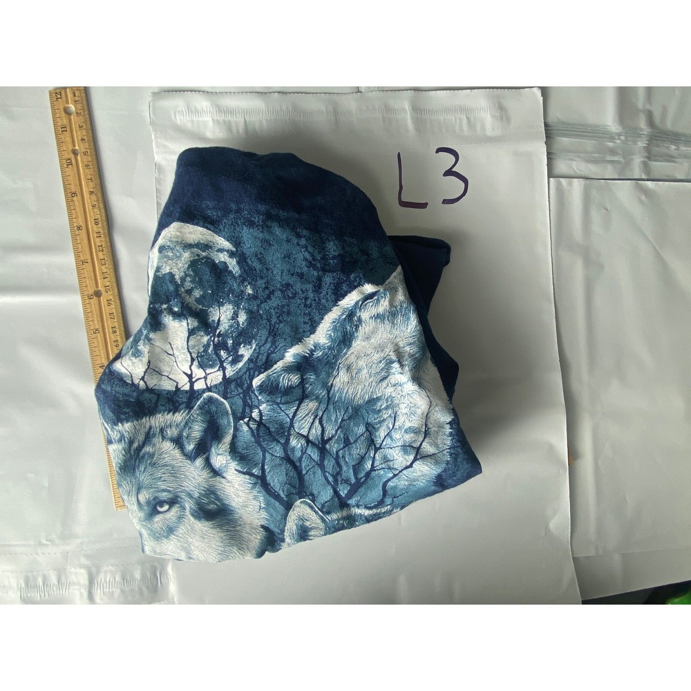 Wolf Moon Graphic Hoodie Blue size M
